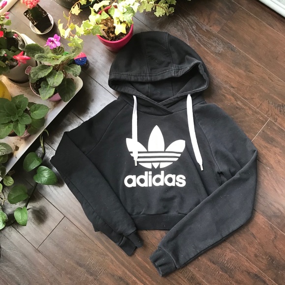 adidas Tops - Classic Adidas cropped hooded sweatshirt